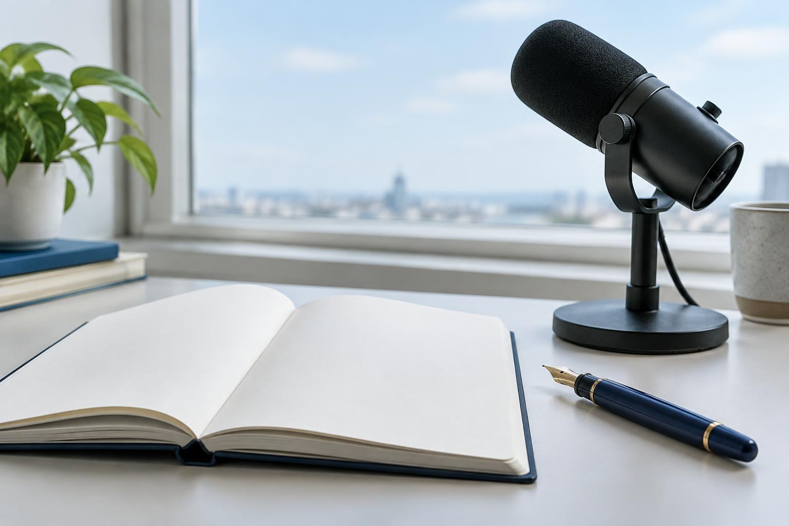 Mikrofon und Notizbuch – journalistisches Symbolbild